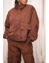 Veste courte nylon marron