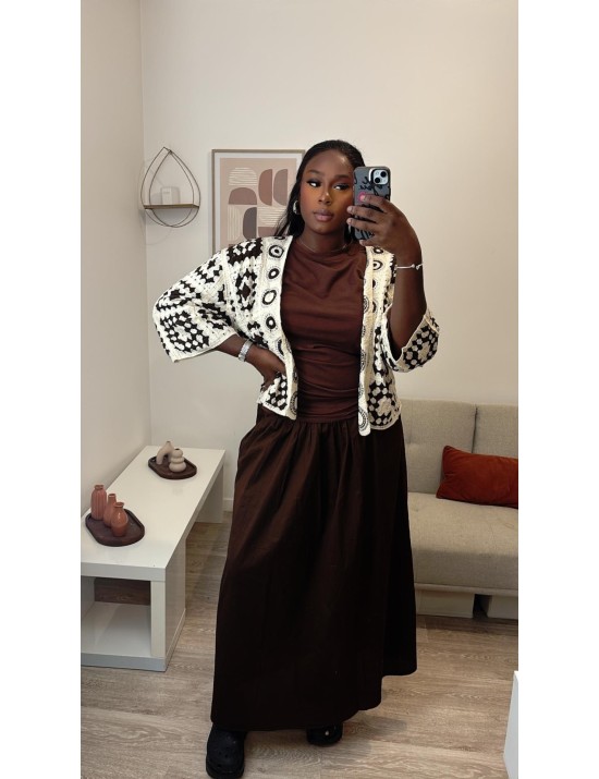 Ensemble gilet en maille et jupe