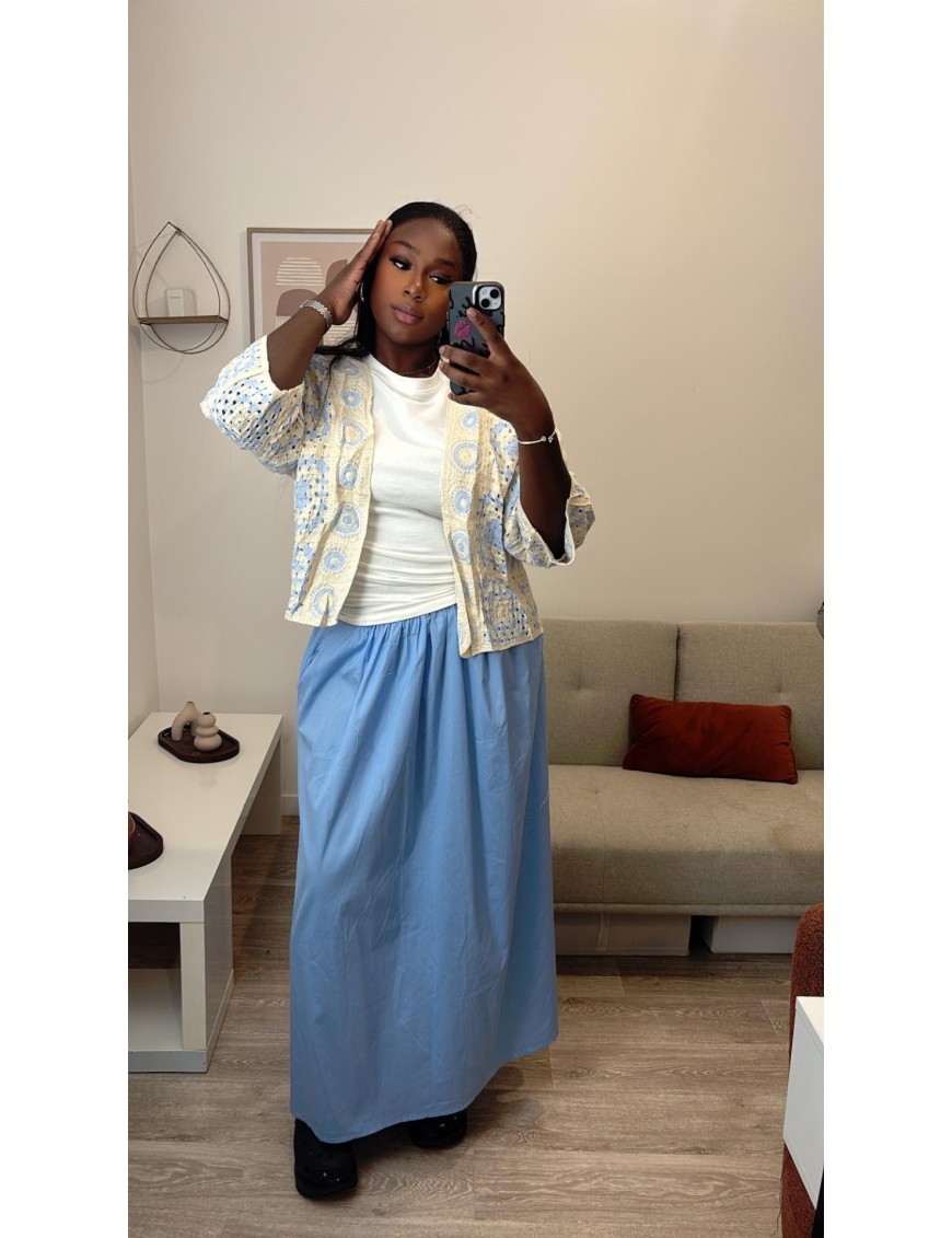 Ensemble gilet en maille et jupe