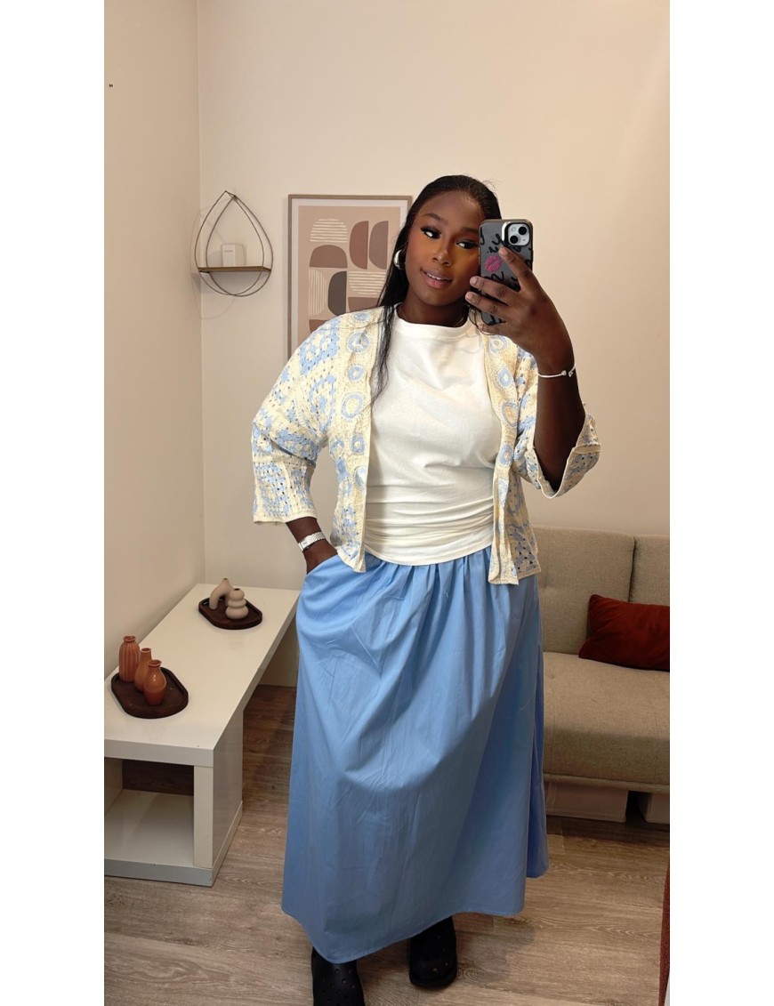 Ensemble gilet en maille et jupe