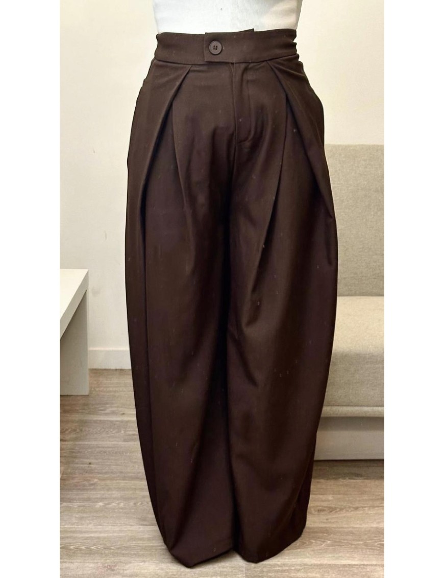 Pantalon à pinces coupe ballon marron