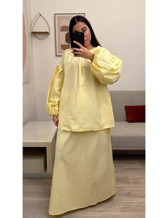 Ensemble blouse et jupe en coton