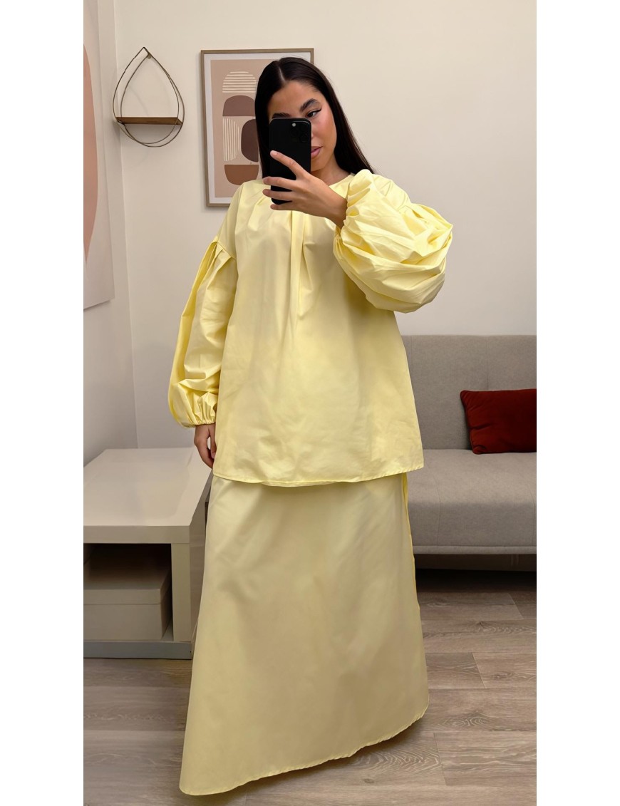 Ensemble blouse et jupe en coton