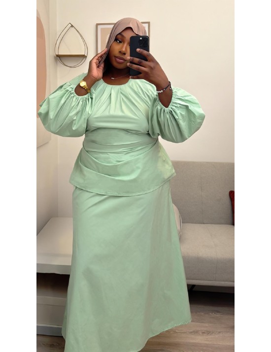 Ensemble blouse et jupe en coton