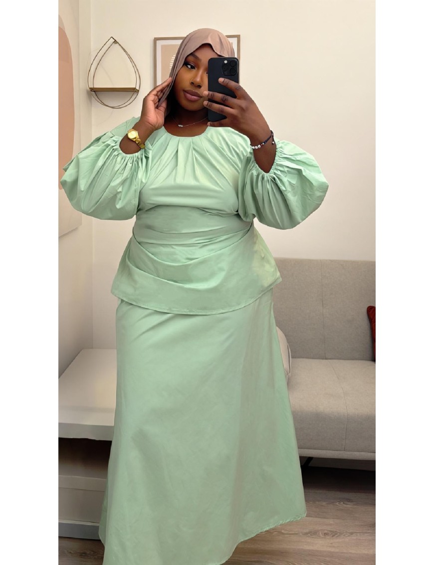 Ensemble blouse et jupe en coton