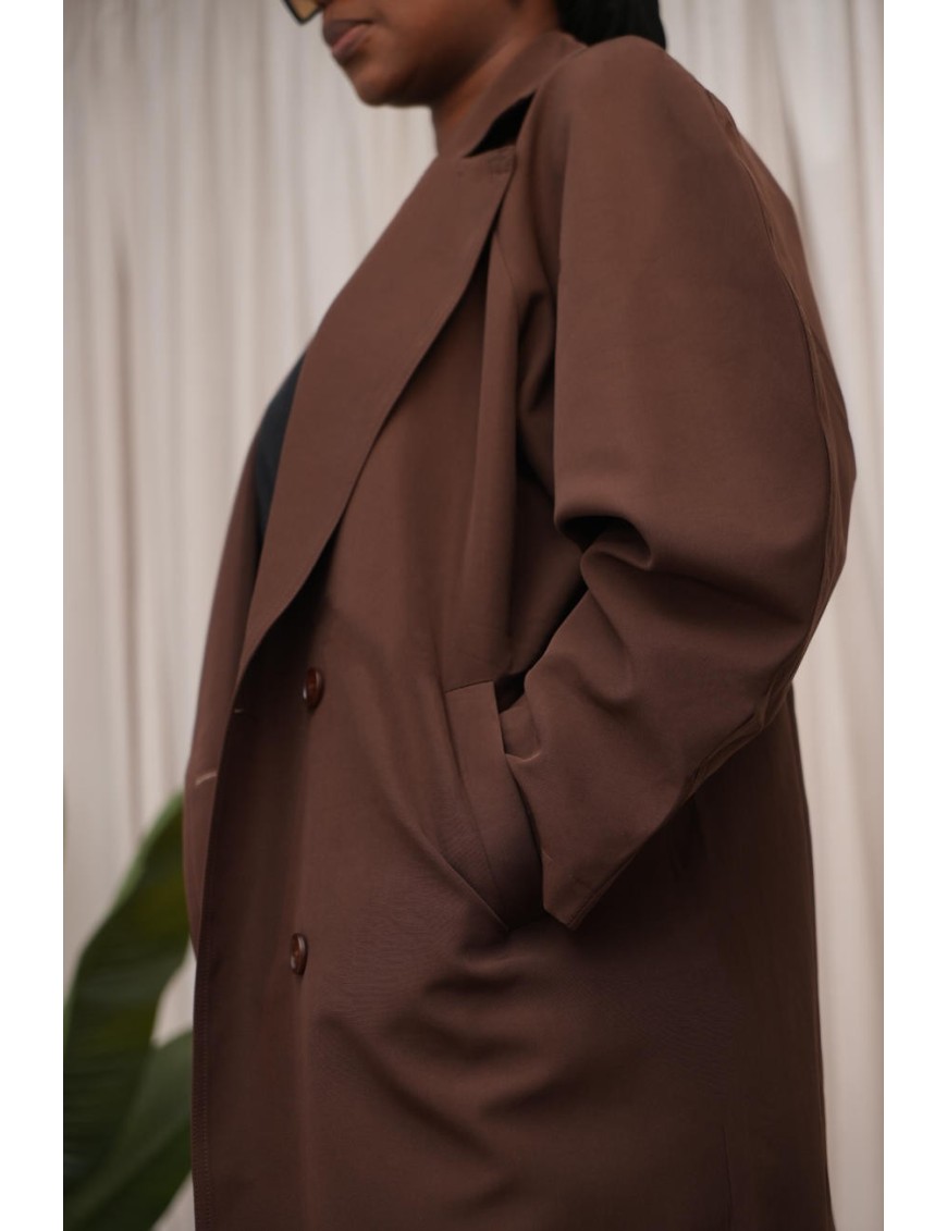 Trench coat long marron