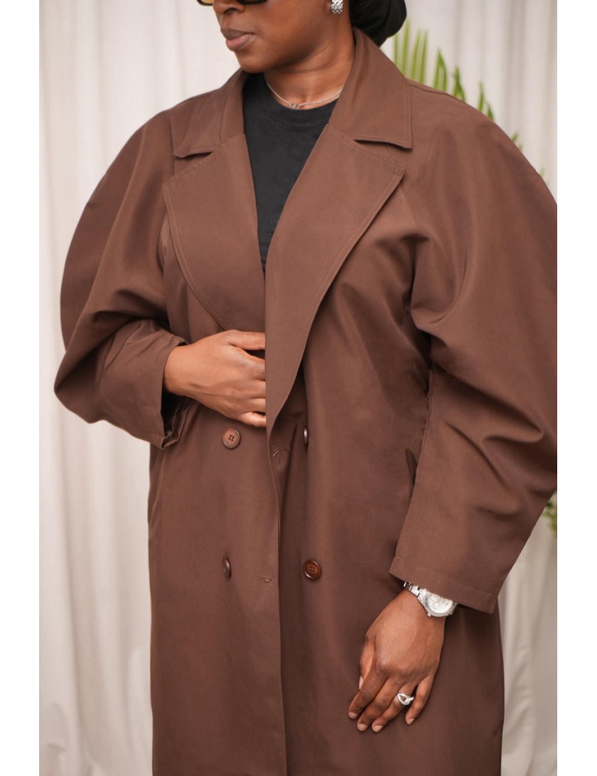 Trench coat long marron